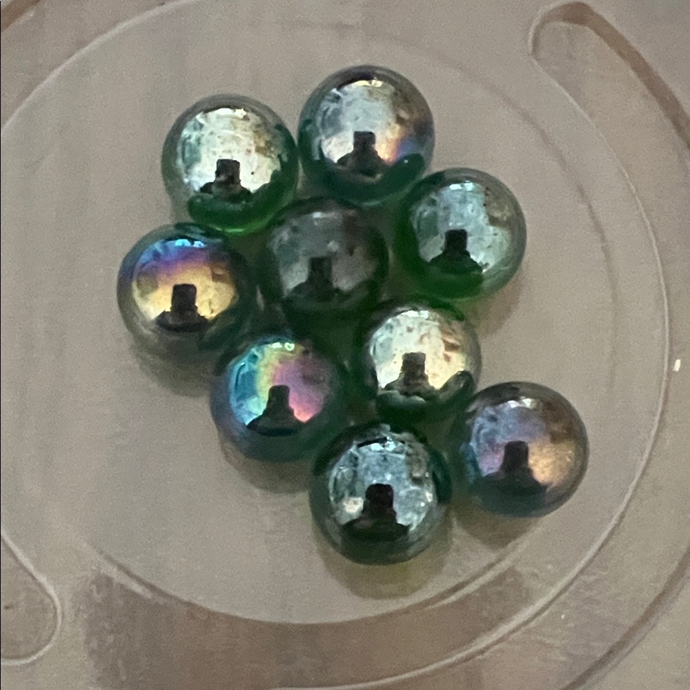 Vintage Iridescent Green Marbles